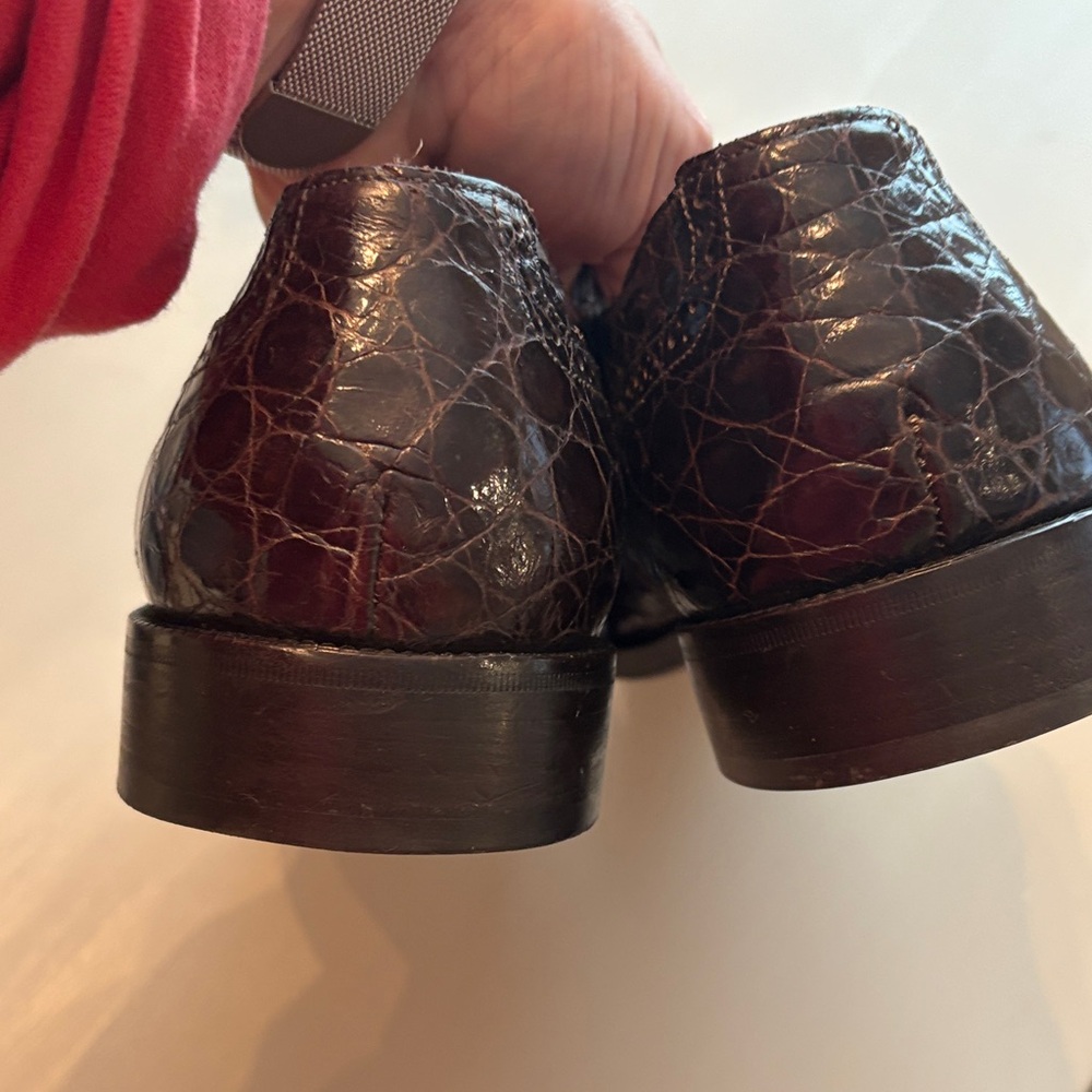 Salvatore Ferragamo Men's Dark Brown‎ Crocodile Oxfords Size 11D - Picture 6 of 11